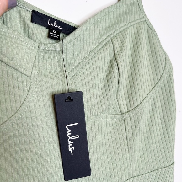 Lulu's Dress On the Occasion Sage Green Ribbed Bustier Skater Dress - Picture 4 of 8